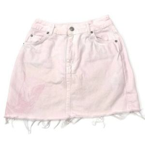 Topshop Moto High Waist Pink Bleach Washed Denim Mini Skirt